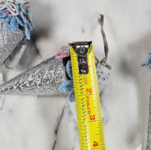 Vintage Hand Beaded Avon Ice Cream Cone Christmas Tree Ornament Set 3 - Picture 6 of 6